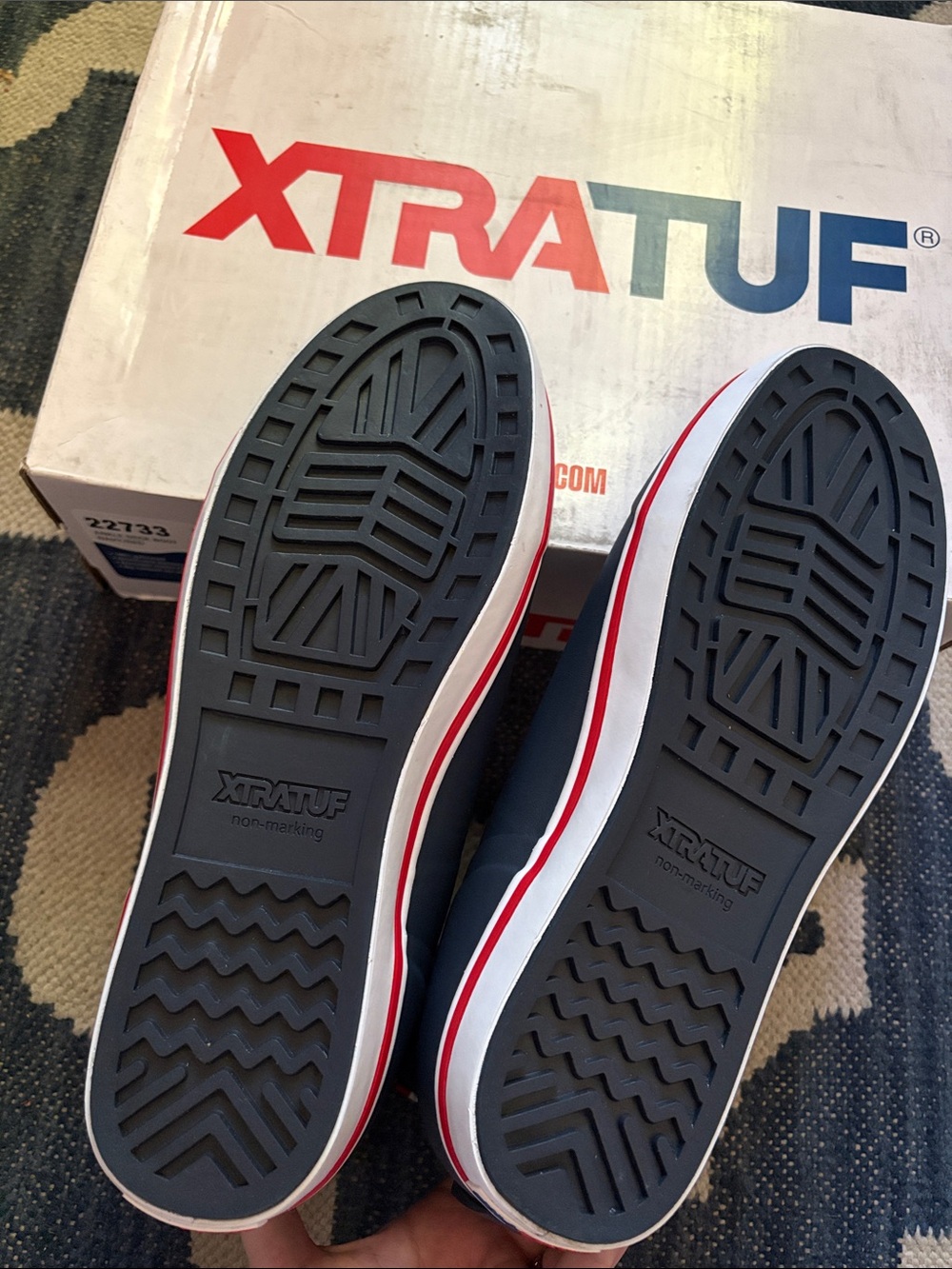 XTRATUF Men's Navy Red-Trim Ankle Deck Boots - Picture 5 of 6
